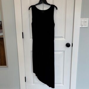 White House Black Market Black Sleeveless Asymmetrical Midi Dress